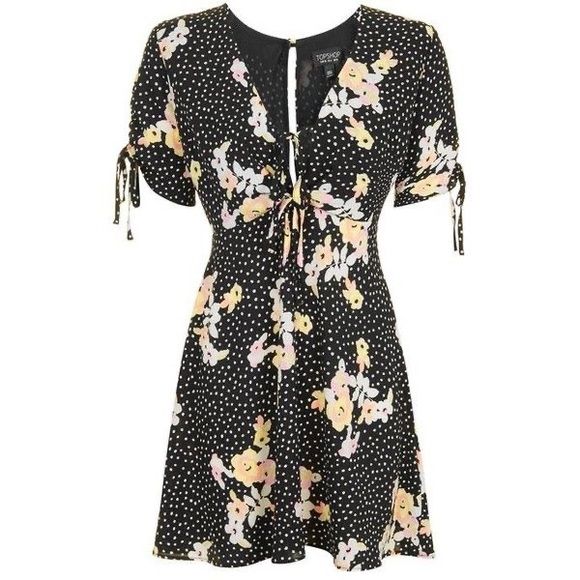 Topshop Spot Floral Tie Tea Dress - Picture 15 of 15